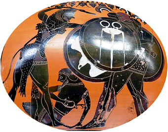 Heracles fighting Geryon, amphora by the E Group, ca. 540 BC, Louvre_